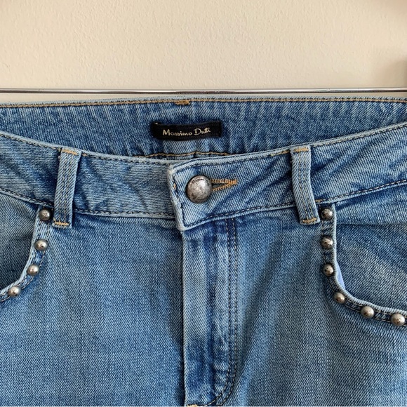 Massimo Dutti Skinny Light Wash Studded Denim Jeans . - Picture 4 of 5